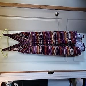 Large sleeveless v neck dress purple/burgundy/yellow. Longer length in the back